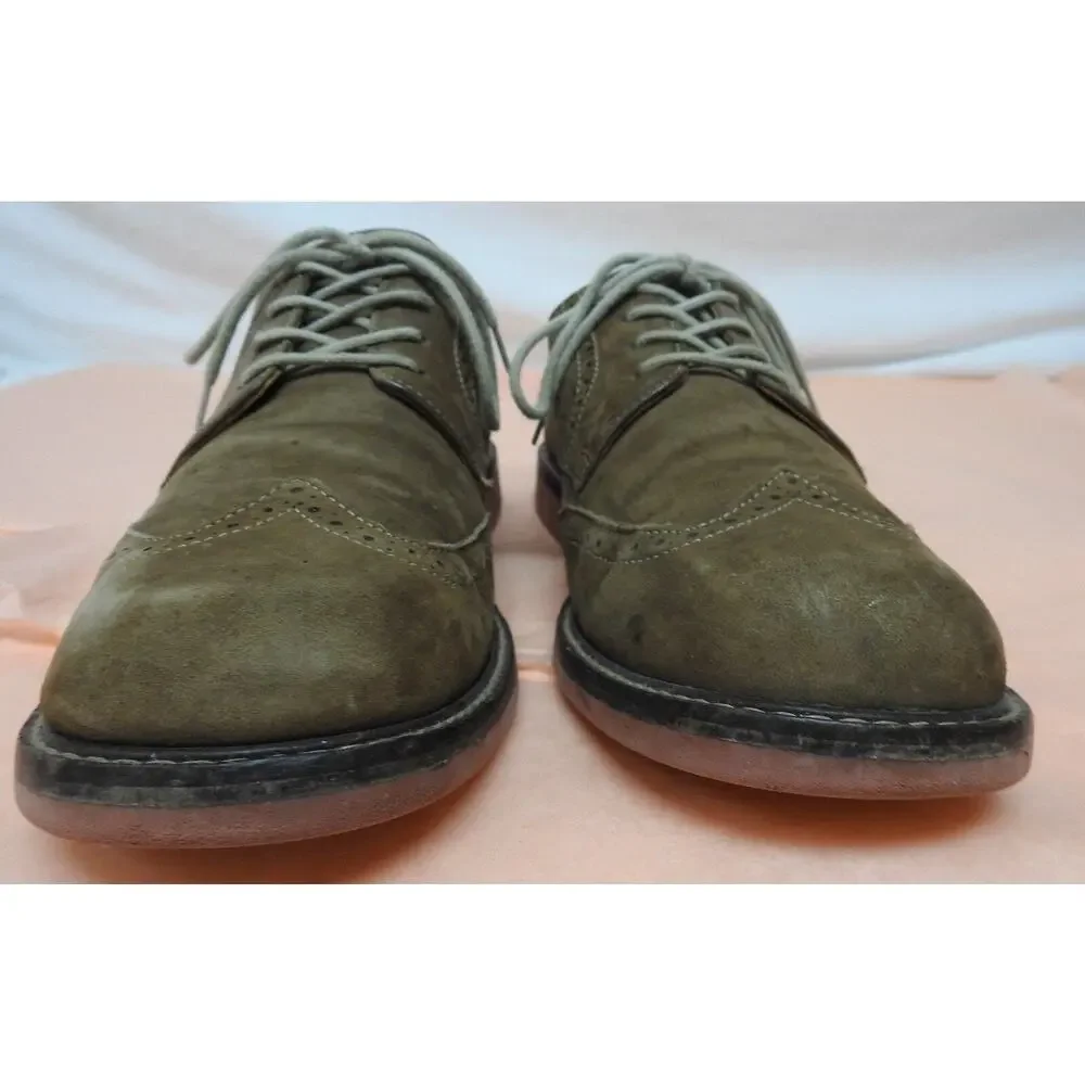 Johnston & Murphy sheepskin mens 9 M leather oxfords dress shoes wing tip nubuck